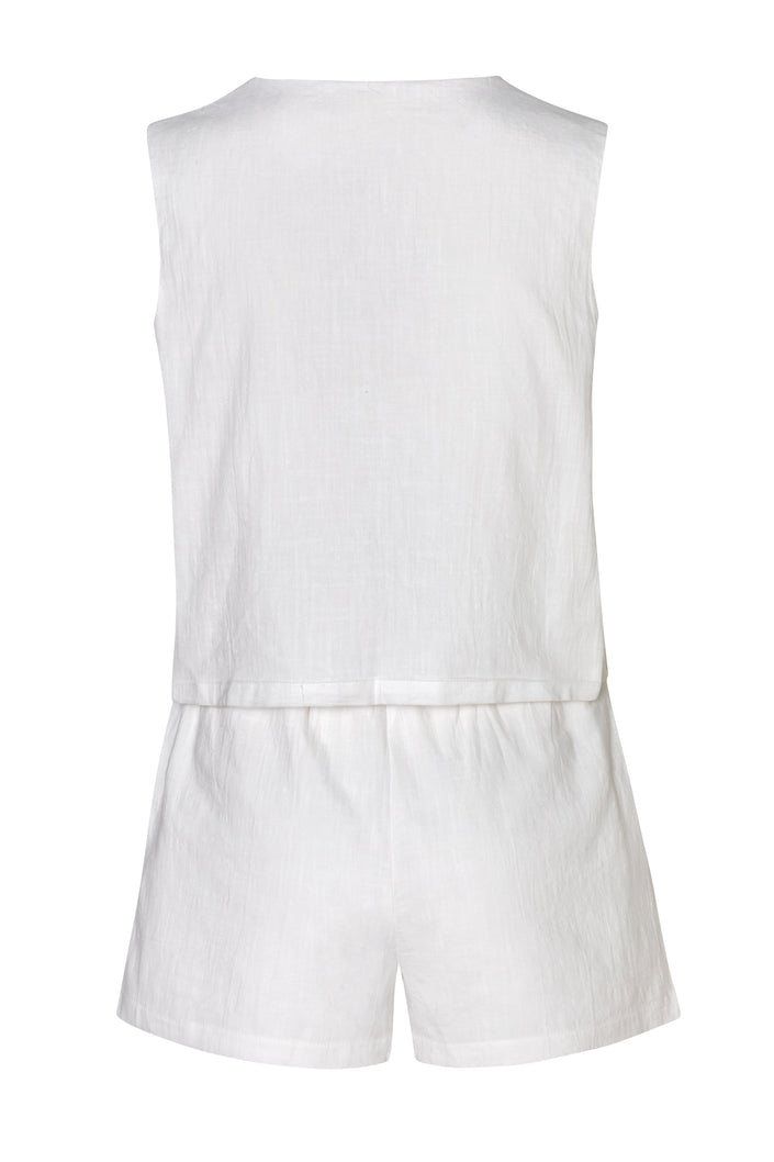 White and Gold Shorts and Vest Set