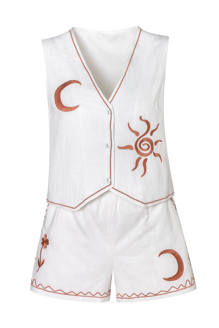 Caroll White & Ochre Shorts 