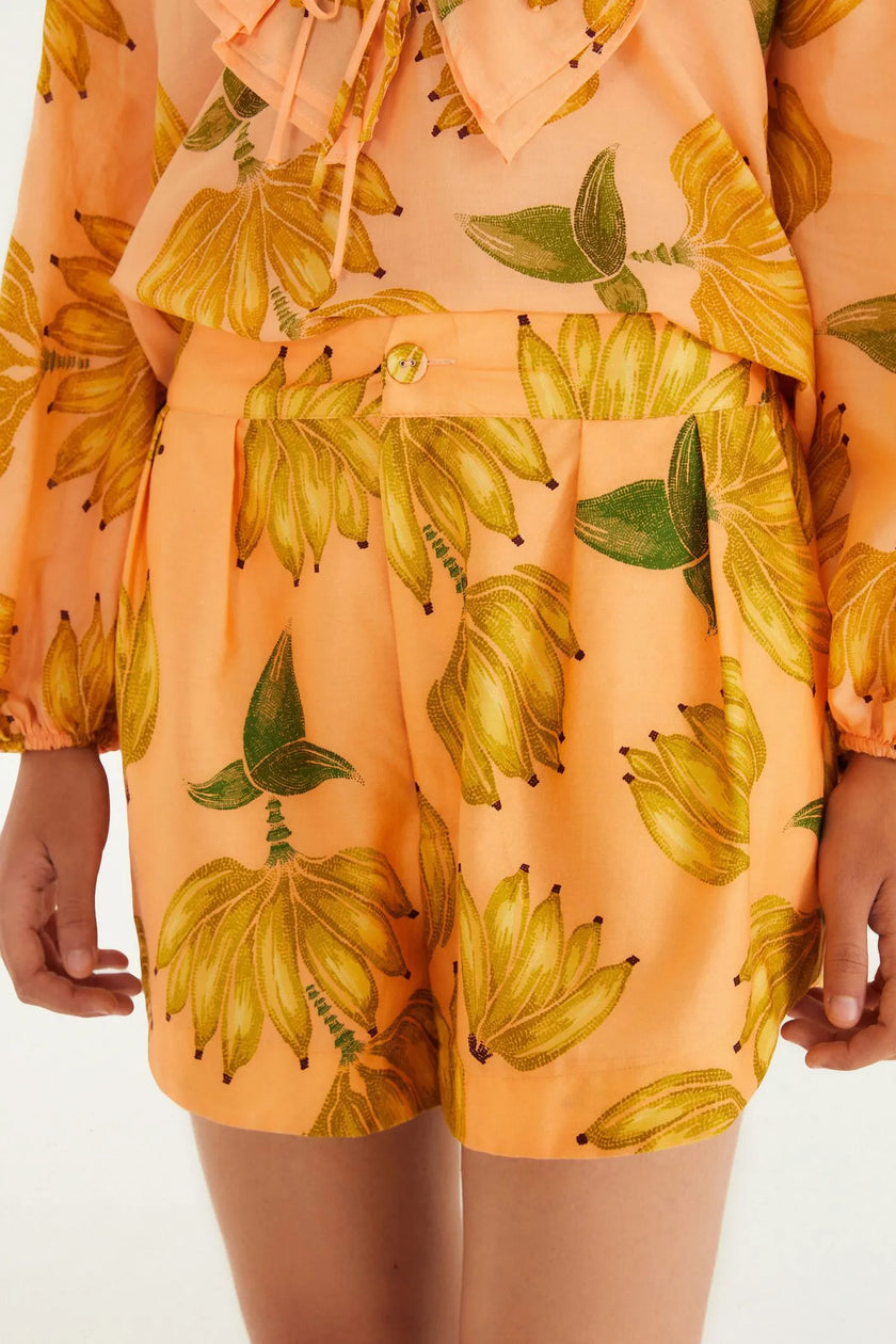 Farm Rio | Silver Banana Print Shorts