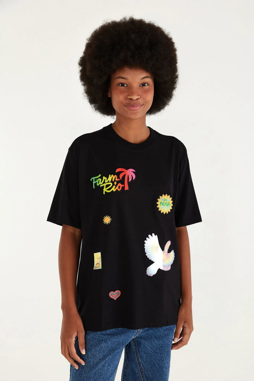 Farm Rio | Ipanema T-shirt mix patches off Black