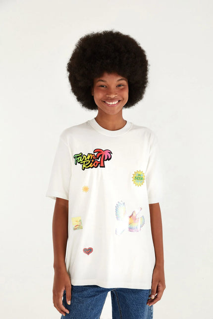 Farm Rio | Ipanema T-shirt mix patches off White