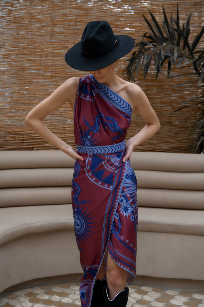Plissé | Sari Nazar, Wine / Dress - Skirt