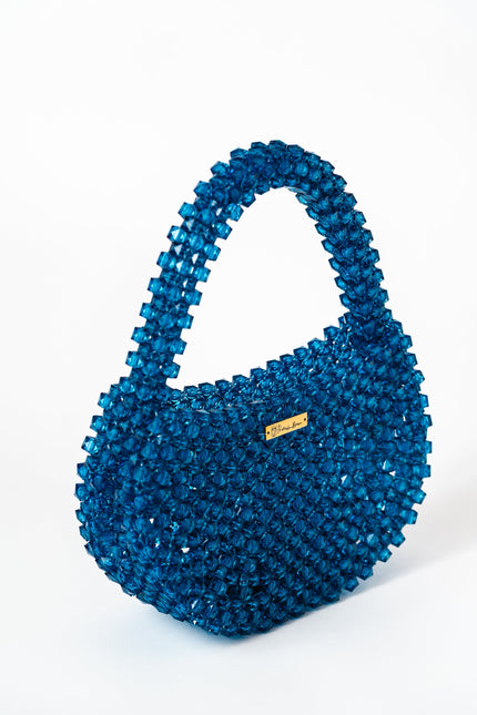 Handbeaded Bag with Blue Acrylic