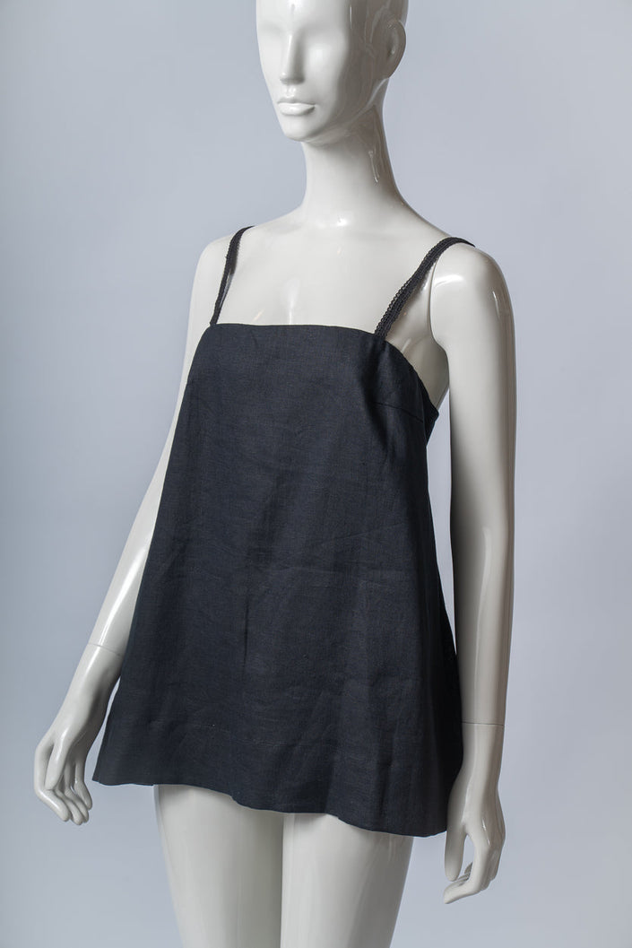  Angie Medina Black Linen Top 