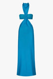 Side view of the Aluna Dress, emphasizing the body-hugging fit and asymmetrical hem.