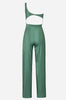 Side view of the Arrecife Jumpsuit, emphasizing the flowing legs and fitted waist.