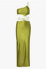 Side view of the Cala Set, emphasizing the figure-hugging fit and asymmetrical design.