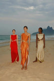 Detailed shot focusing on the twisted top and side cutout features of the Durazno Luana Dress.