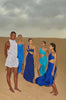 Side view of the Noah Dress in Noche Azul, emphasizing the figure-hugging fit and elegant side slit.