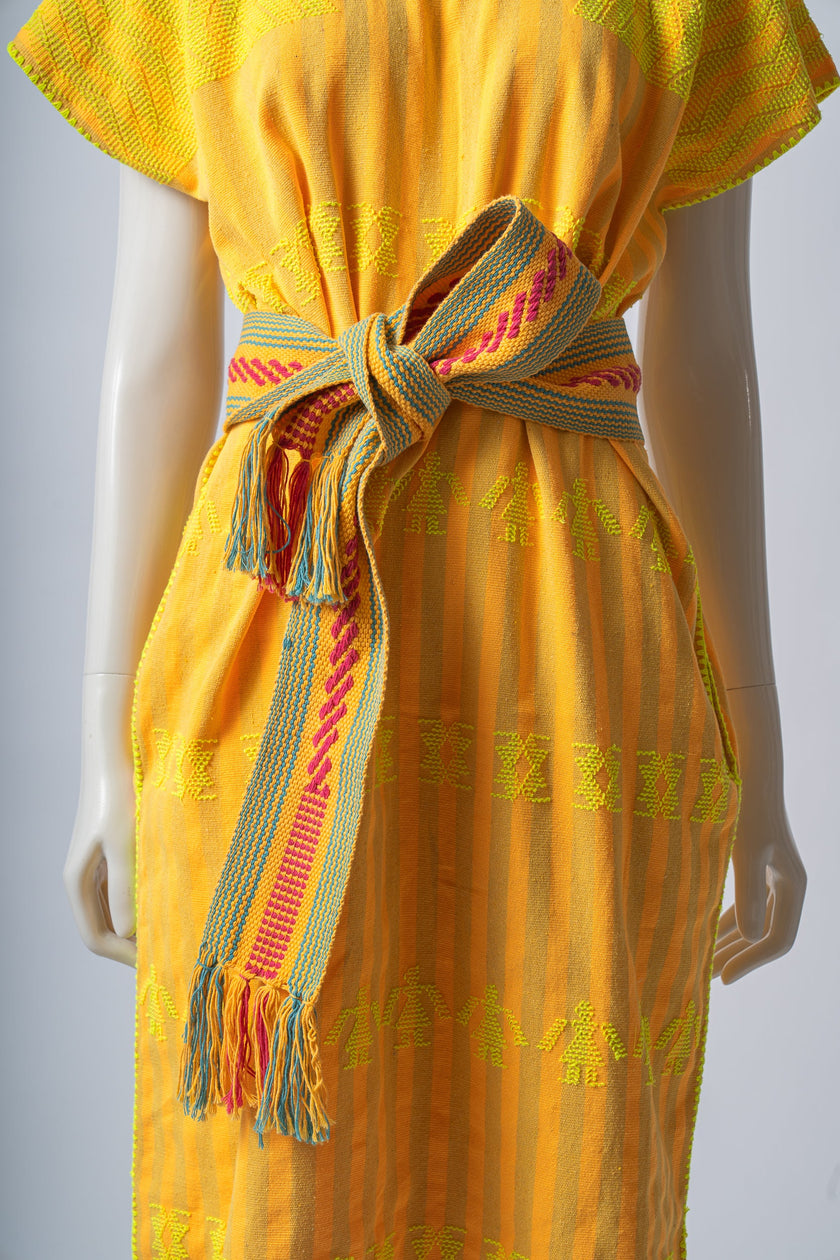Oaxaca Belt Yellow with Blue Detail