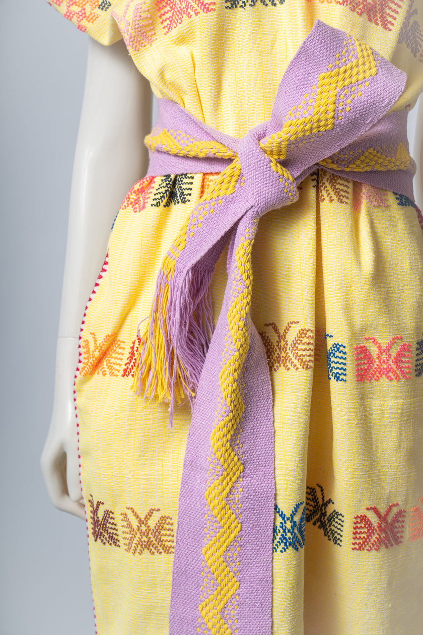 Cinturón Oaxaca Lila con Acento Amarillo