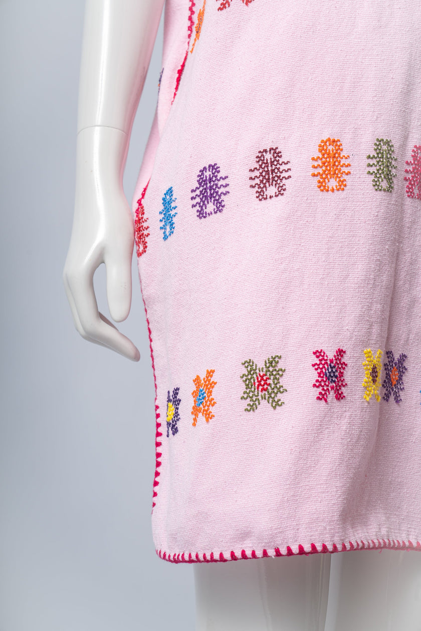Vestido Oaxaca Rosa Claro con Acentos Multicolor
