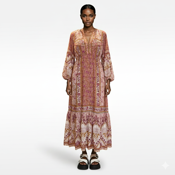 Farm Rio | Dress with Floral Printed Sleeves