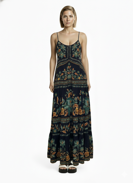 Farm Rio | Long Dress in Tropical Cotton Print