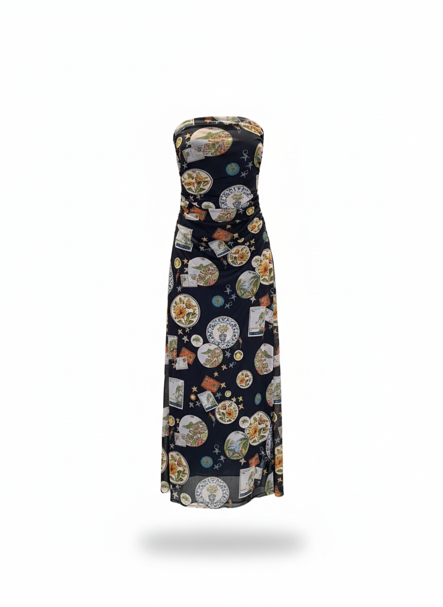 Farm Rio | Midi Dress Strapples Cone Lycra Print