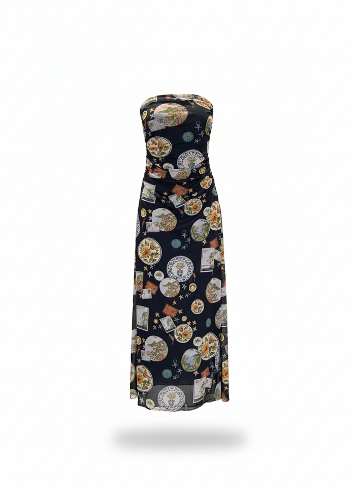 Farm Rio | Midi Dress Strapples Cone Lycra Print