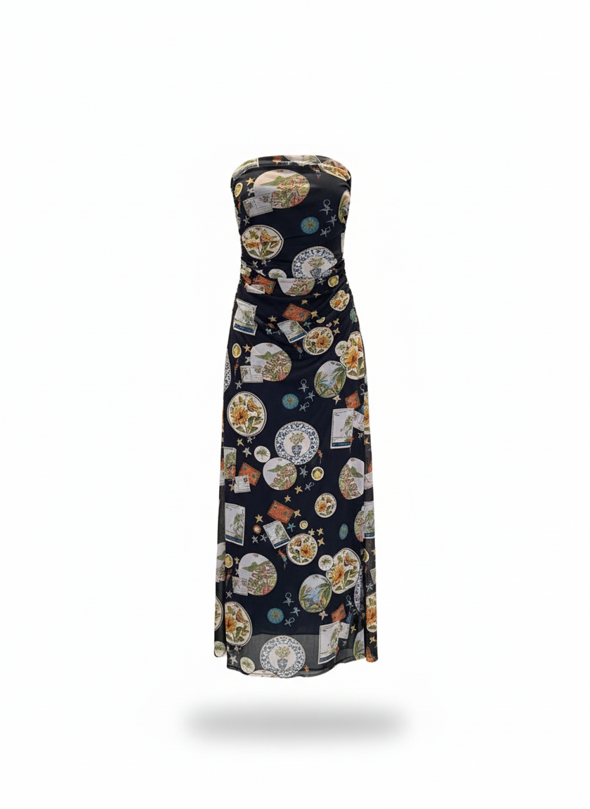 Farm Rio | Midi Dress Strapples Cone Lycra Print