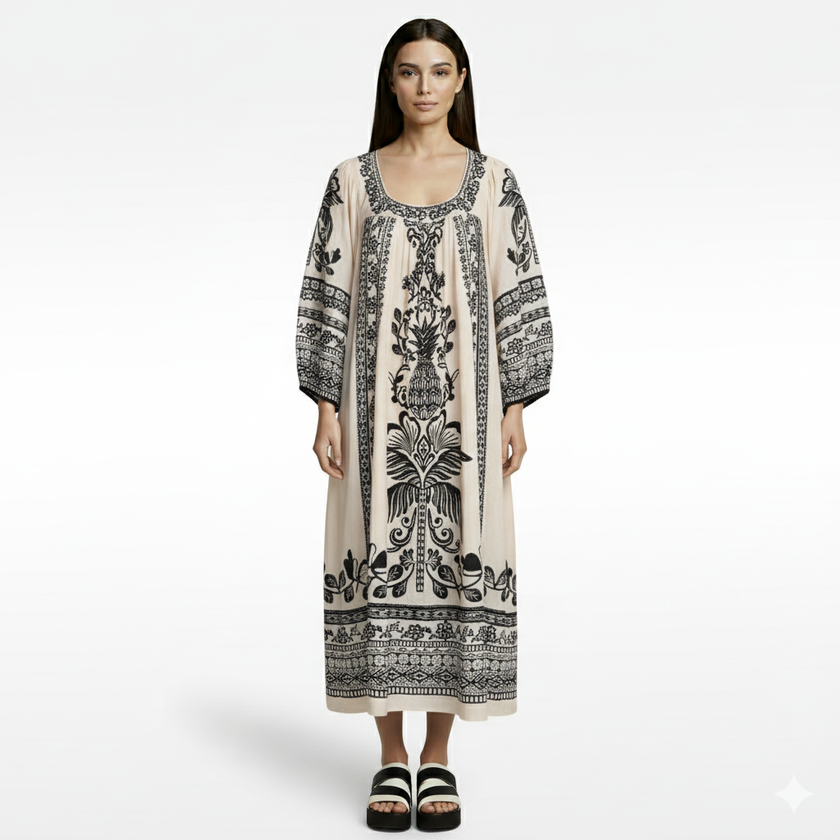 Farm Río | Long Sleeve Kaftan with Cotton Print