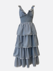 <strong>FARM RIO </strong><br>Long Dress with a low neck in Denim